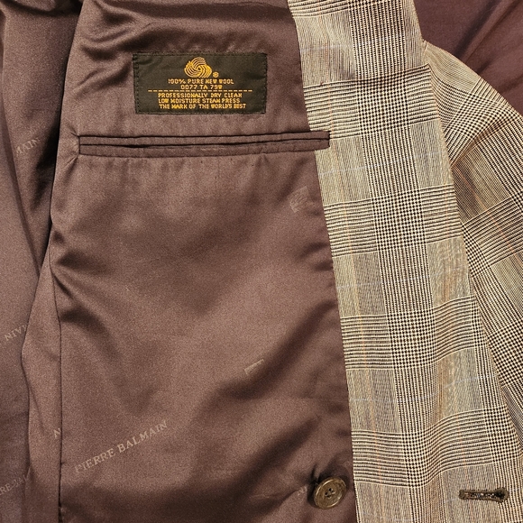 Original Balmain! Vintage 6-Button Double-Breasted Glen Plaid Jacket - Picture 5 of 7